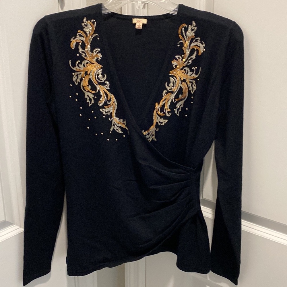GORGEOUS REBA SEQUIN / BEADED WRAP SWEATER